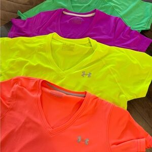 Under Armour Neon Orange, Yellow, Pink & Green V‑Neck Performance Tees - 4 Pack